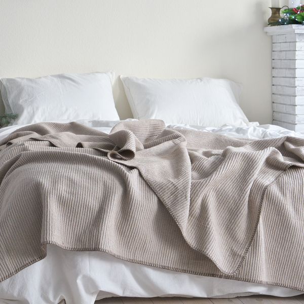 Покривало 200x220 LA MODNO GRAIN BEIGE (50% бавовна, 30% акрил, 20% поліестер) бежеве 200286 фото