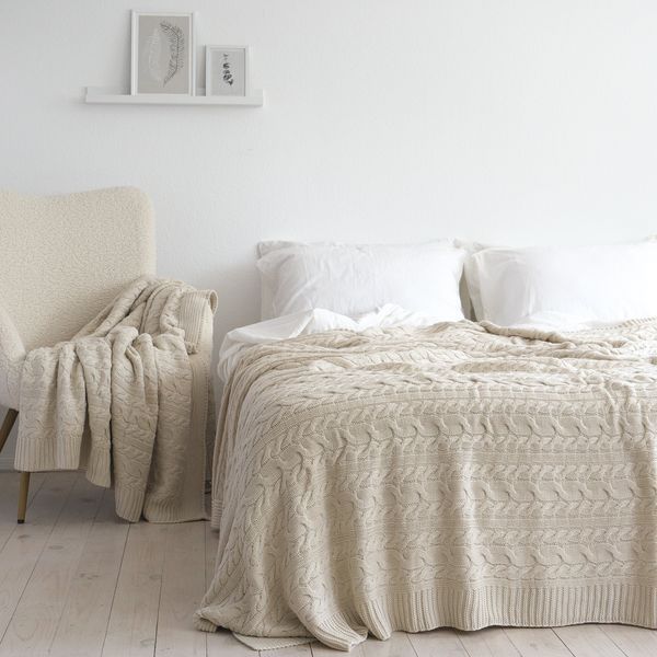 Покривало 170x240 LA MODNO Genova Vanilla Cream (50% бавовна, 50% акрил) кремове 200237 фото