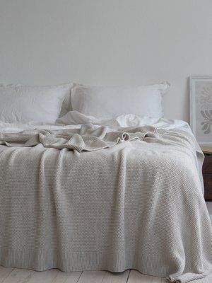 Покривало 220x240 LA MODNO Corn Natural Linen (50% бавовна, 50% акрил) бежеве 200231 фото
