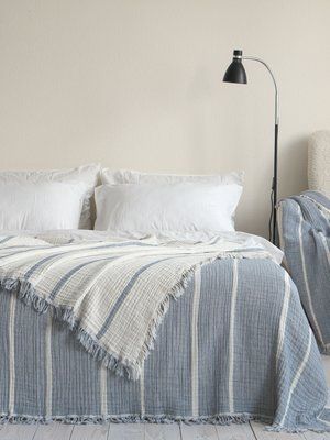 Муслінове покривало 220x240 LA MODNO PEARL SKY BLUE (100% бавовна) блакитне 200282 фото