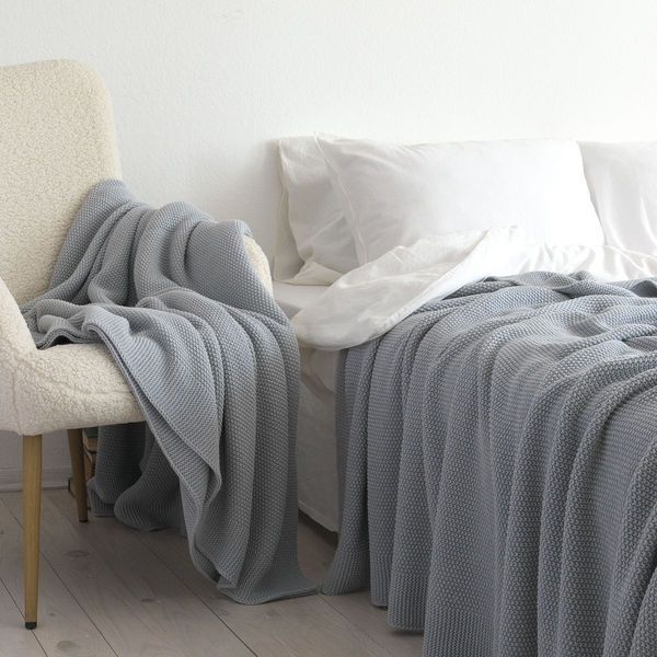 Покривало 220x240 LA MODNO Corn Sky Gray (50% бавовна, 50% акрил) сіро-небесне 200232 фото
