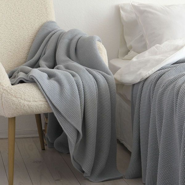 Покривало 220x240 LA MODNO Corn Sky Gray (50% бавовна, 50% акрил) сіро-небесне 200232 фото