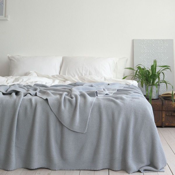 Покривало 220x240 LA MODNO Corn Sky Gray (50% бавовна, 50% акрил) сіро-небесне 200232 фото