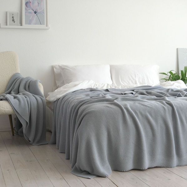 Покривало 220x240 LA MODNO Corn Sky Gray (50% бавовна, 50% акрил) сіро-небесне 200232 фото