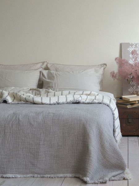 Муслінове покривало 170х230 LA MODNO MAGIC SMOKEY TAUPE (100% бавовна) бежеве 200379 фото