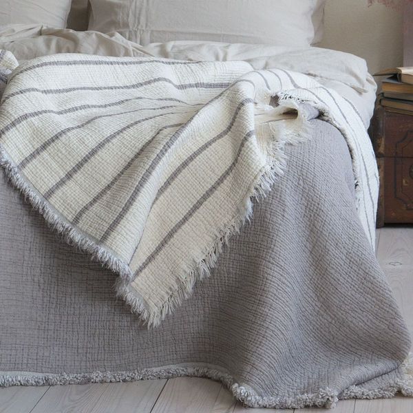 Муслінове покривало 170х230 LA MODNO MAGIC SMOKEY TAUPE (100% бавовна) бежеве 200379 фото