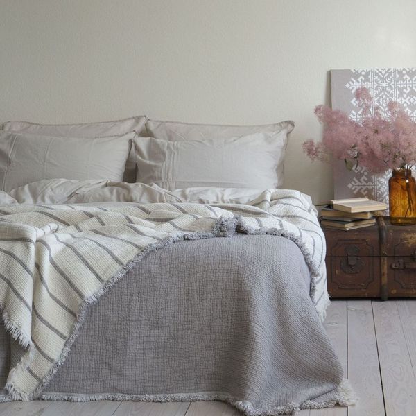 Муслінове покривало 170х230 LA MODNO MAGIC SMOKEY TAUPE (100% бавовна) бежеве 200379 фото