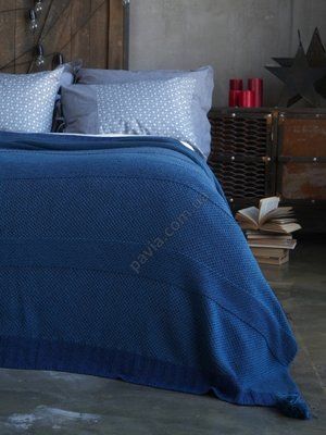 Покривало з вовни 150x200 BETIRES BALL NAVY BLUE (50% шерсть, 50% акрил) 700368 фото