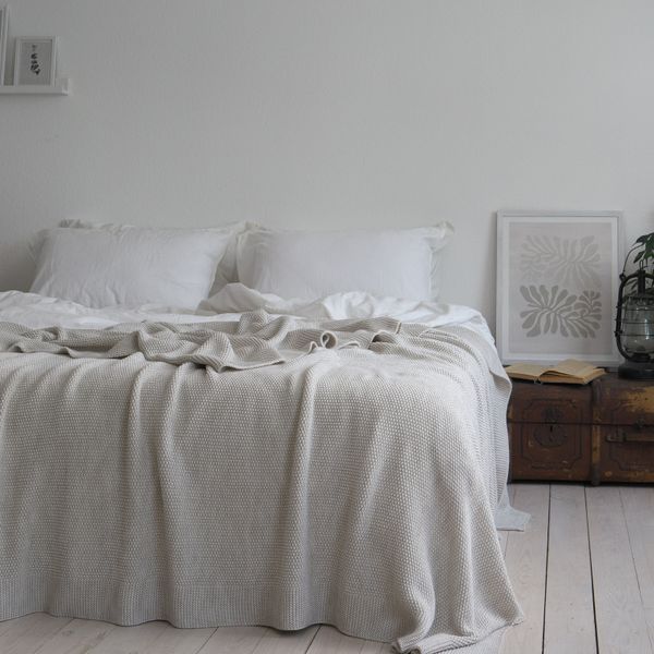 Покривало 170x240 LA MODNO Corn Natural Linen (50% бавовна, 50% акрил) бежеве 200243 фото