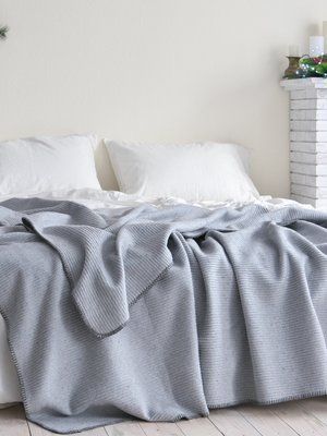 Покривало 200x220 LA MODNO GRAIN SKY GRAY (50% бавовна, 30% акрил, 20% поліестер) сіре 200287 фото
