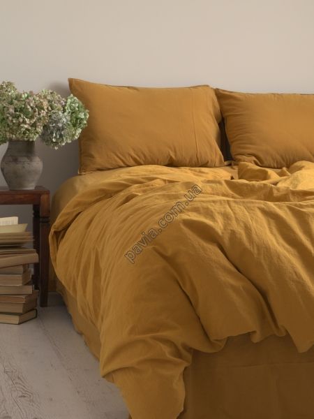 Комплект постільної білизни СІМЕЙНИЙ LIMASSO MUSTARD STANDART гірчичний 800383 фото