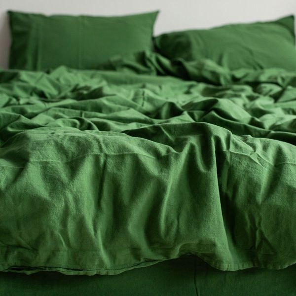 Комплект постільної білизни 160x220 LA MODNO STONEWASHED GRASS GREEN зелений 200309 фото