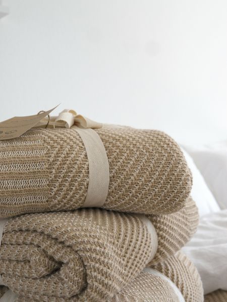 Покривало 150x200 LA MODNO WoolCotton Balance Champagne Beige (50% вовна, 50% бавовна) бежеве 200429 фото