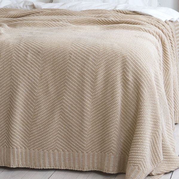 Покривало 150x200 LA MODNO WoolCotton Balance Champagne Beige (50% вовна, 50% бавовна) бежеве 200429 фото