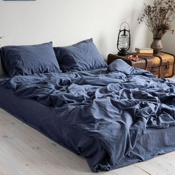Комплект постільної білизни 160x220 LA MODNO STONEWASHED DARK BLUEBERRY синій 200311 фото
