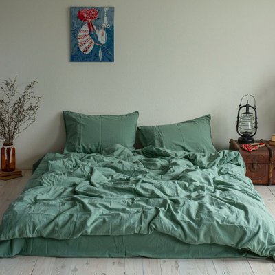 Комплект постільної білизни 160x220 LA MODNO STONEWASHED SAGE GREEN зелений 200312 фото