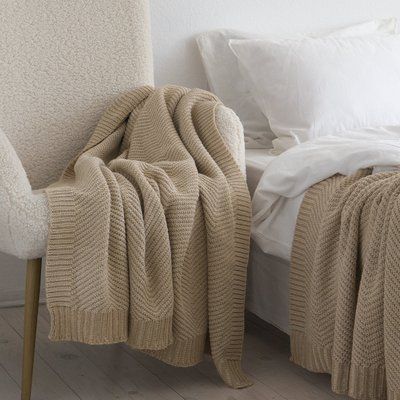 Покривало 120x170 LA MODNO WoolCotton Balance Champagne Beige (50% вовна, 50% бавовна) бежеве 200430 фото