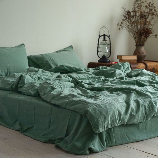 Комплект постільної білизни 160x220 LA MODNO STONEWASHED SAGE GREEN зелений 200312 фото