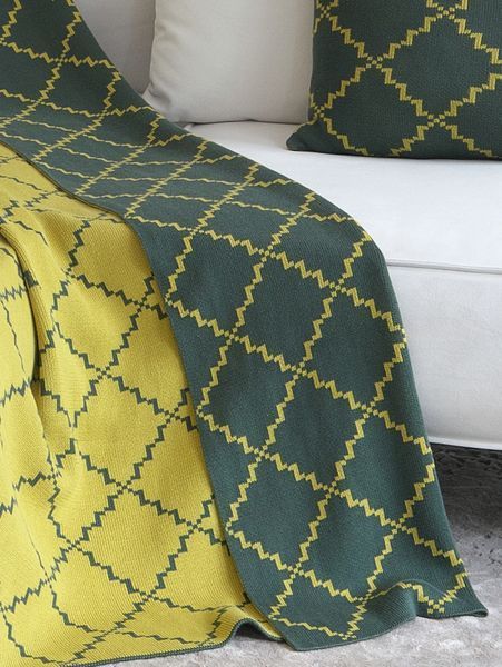 Покривало 150x200 LA MODNO DIAMOND Green-Yellow (100% бавовна) зелене 200175 фото