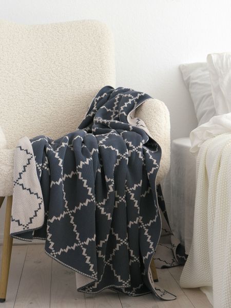 Покривало 150x200 LA MODNO DIAMOND Blueberry-Beige (100% бавовна) синє 200178 фото