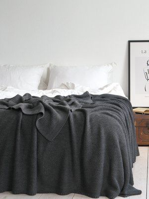 Покривало 170x240 LA MODNO Corn Anthracite (50% бавовна, 50% акрил) темно-сіре 200258 фото