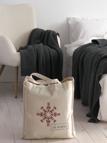Покривало 170x240 LA MODNO Corn Anthracite (50% бавовна, 50% акрил) темно-сіре 200258 фото