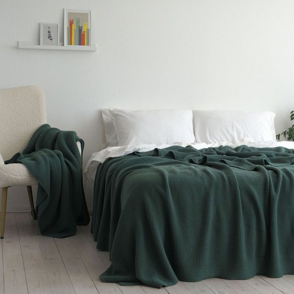 Покривало 220x240 LA MODNO Corn Duck Green (50% бавовна, 50% акрил) зелене 200414 фото