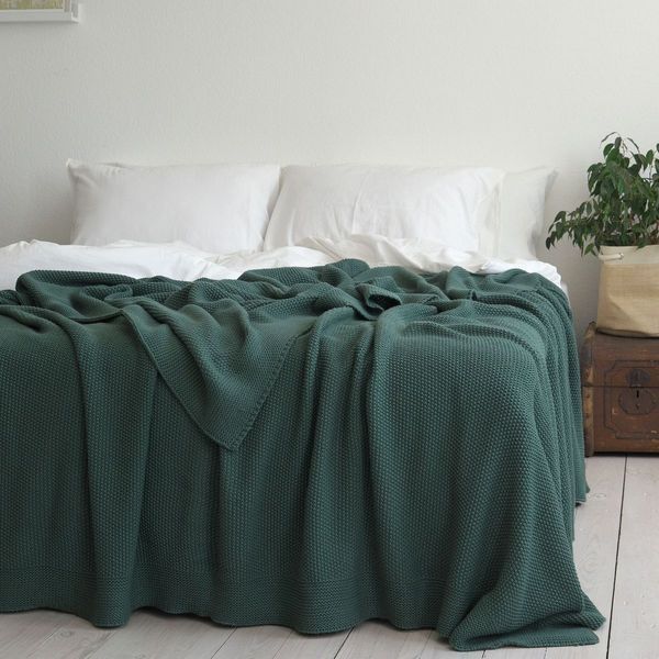 Покривало 220x240 LA MODNO Corn Duck Green (50% бавовна, 50% акрил) зелене 200414 фото
