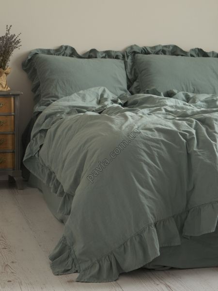 Комплект постільної білизни СІМЕЙНИЙ LIMASSO NATURAL GREEN EXCLUSIVE зелено-сірий 800517 фото