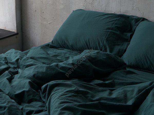 Комплект постільної білизни СІМЕЙНИЙ LIMASSO DARK GREEN STANDART зелений 800252 фото
