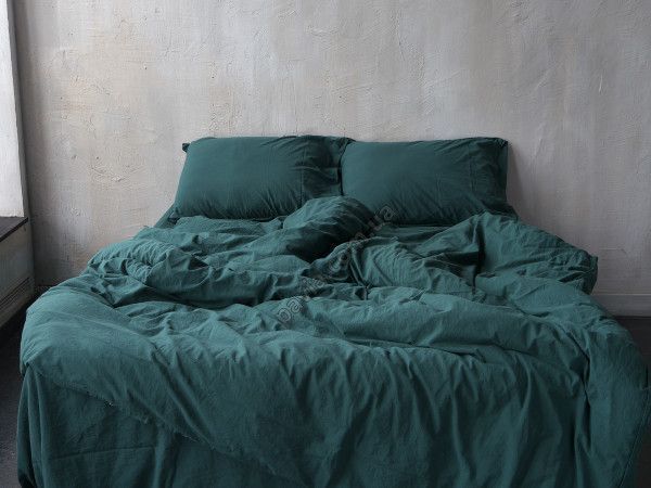 Комплект постільної білизни СІМЕЙНИЙ LIMASSO DARK GREEN STANDART зелений 800252 фото