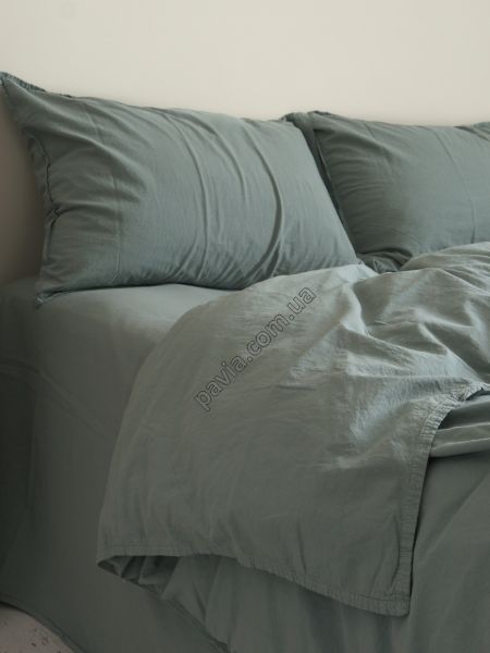 Комплект постільної білизни 160x220 LIMASSO NATURAL GREEN STANDART зелено-сірий 800501 фото
