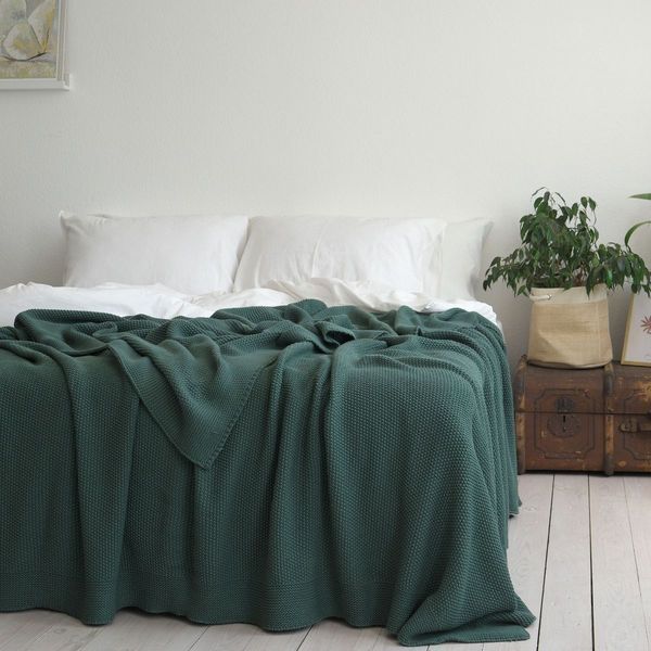 Покривало 170x240 LA MODNO Corn Duck Green (50% бавовна, 50% акрил) зелене 200413 фото