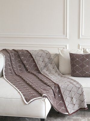 Покривало 150x200 LA MODNO MONOGRAM Brown-Ecru (100% бавовна) коричневе 200186 фото