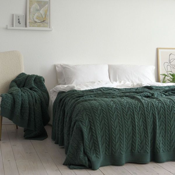 Покривало 170x240 LA MODNO Genova Duck Green (50% бавовна, 50% акрил) зелене 200416 фото