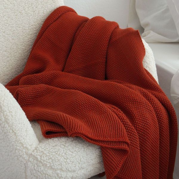 Покривало 170x240 LA MODNO Corn Terra Cotta (50% бавовна, 50% акрил) теракотове 200417 фото
