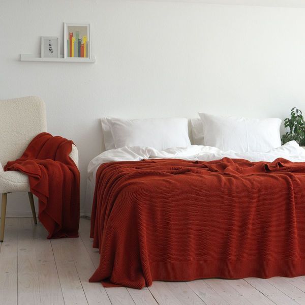 Покривало 220x240 LA MODNO Corn Terra Cotta (50% бавовна, 50% акрил) теракотове 200418 фото