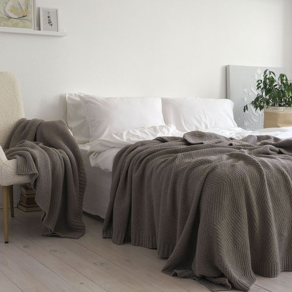 Покривало 220x240 LA MODNO WoolCotton Balance Mink (50% вовна, 50% бавовна) коричневе 200421 фото