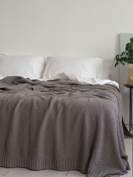 Покривало 130x170 LA MODNO WoolCotton Balance Mink (50% вовна, 50% бавовна) коричневе 200419 фото
