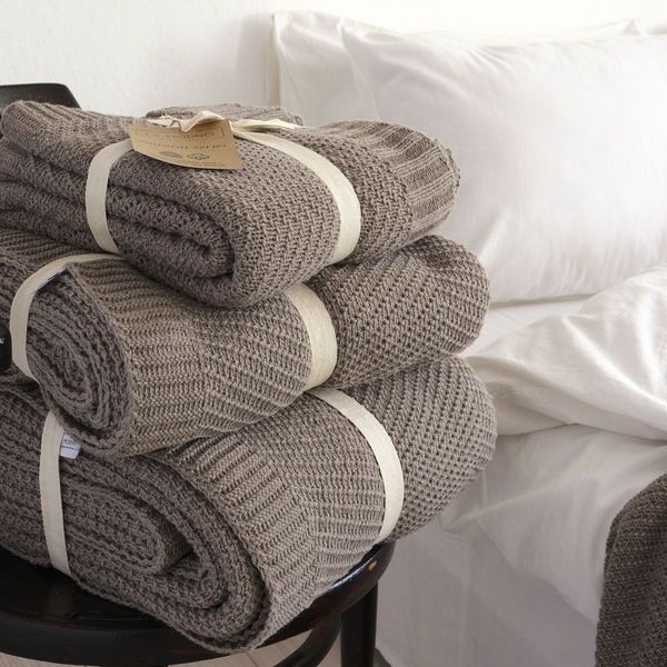 Покривало 130x170 LA MODNO WoolCotton Balance Mink (50% вовна, 50% бавовна) коричневе 200419 фото