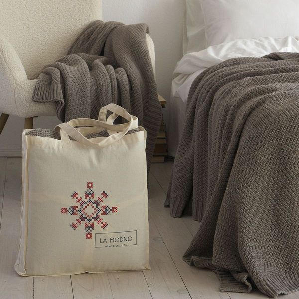 Покривало 130x170 LA MODNO WoolCotton Balance Mink (50% вовна, 50% бавовна) коричневе 200419 фото