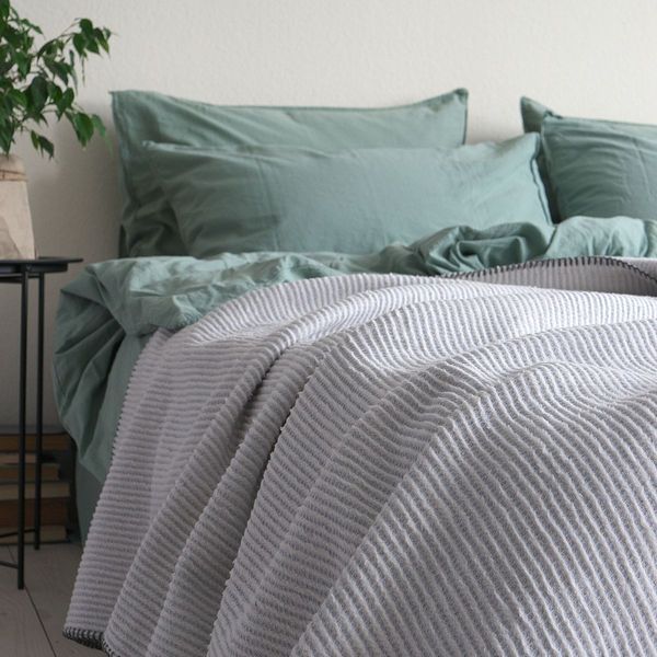 Покривало 200x220 LA MODNO GRAIN MILK GRAY (50% бавовна, 30% акрил, 20% поліестер) сіре 200289 фото