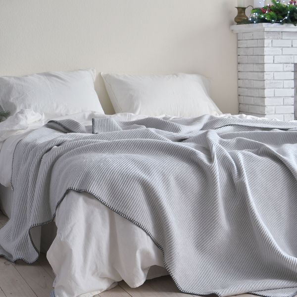 Покривало 200x220 LA MODNO GRAIN MILK GRAY (50% бавовна, 30% акрил, 20% поліестер) сіре 200289 фото
