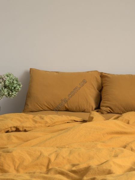 Комплект постільної білизни 200x220 LIMASSO MUSTARD STANDART гірчичний 800370 фото