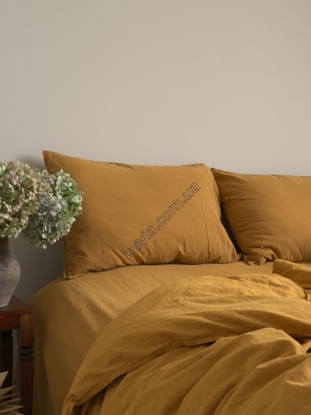 Комплект постільної білизни 200x220 LIMASSO MUSTARD STANDART гірчичний 800370 фото