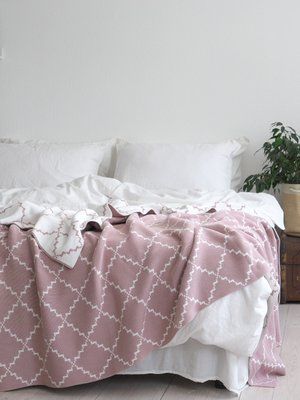 Покривало 150x200 LA MODNO DIAMOND Rose-Ecru (100% бавовна) рожеве 200260 фото