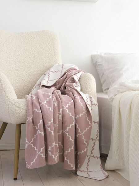 Покривало 150x200 LA MODNO DIAMOND Rose-Ecru (100% бавовна) рожеве 200260 фото