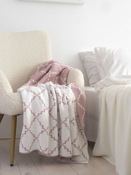 Покривало 150x200 LA MODNO DIAMOND Rose-Ecru (100% бавовна) рожеве 200260 фото
