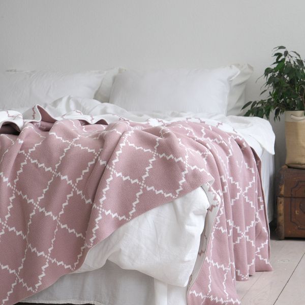 Покривало 150x200 LA MODNO DIAMOND Rose-Ecru (100% бавовна) рожеве 200260 фото