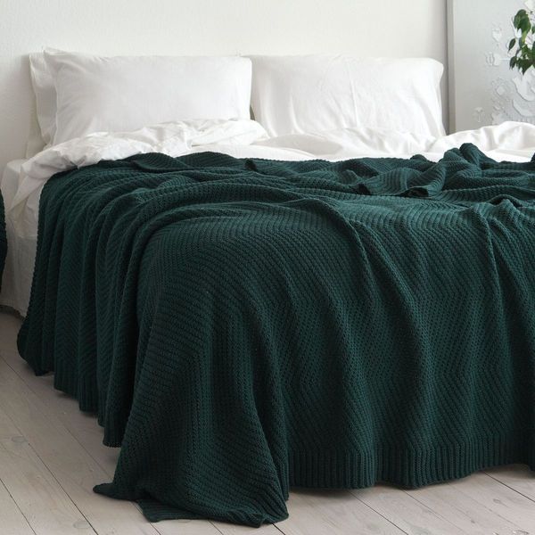 Покривало 220x240 LA MODNO WoolCotton Balance Emerald (50% вовна, 50% бавовна) темно-зелене 200427 фото